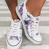 Susiecloths Butterfly Print Low Top Canvas Sneakers Flat Walking Shoes