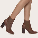 Susiecloths Chunky Heel Chelsea Booties Pointy Toe Western Ankle Boots