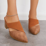 Susiecloths Cut Out Block Chunky Heel Loafers Slip on Mule Shoes