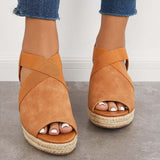 Susiecloths Peep Toe Platform Espadrille Wedges Ankle Strap Sandals