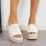 Susiecloths Open Toe Slip on Platform Heel Wedges Backless Sandals