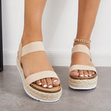Susiecloths Open Toe Espadrille Platform Sandals Cork Elastic Strap Sandals