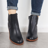 Susiecloths Hollow Ankle Boots Closed Toe Stacked Wedge Heel Booties