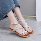 Susiecloths Crisscross Strappy Flat Sandals Open Toe Ankle Strap Sandals