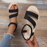 Susiecloths Black Espadrille Flat Sandals Open Toe Elastic Strap Sandals