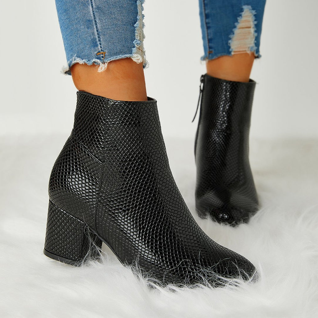 Susiecloths Women Trend Solid Color Zipper Ankle Boots