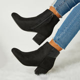 Susiecloths Women Trend Solid Color Zipper Ankle Boots