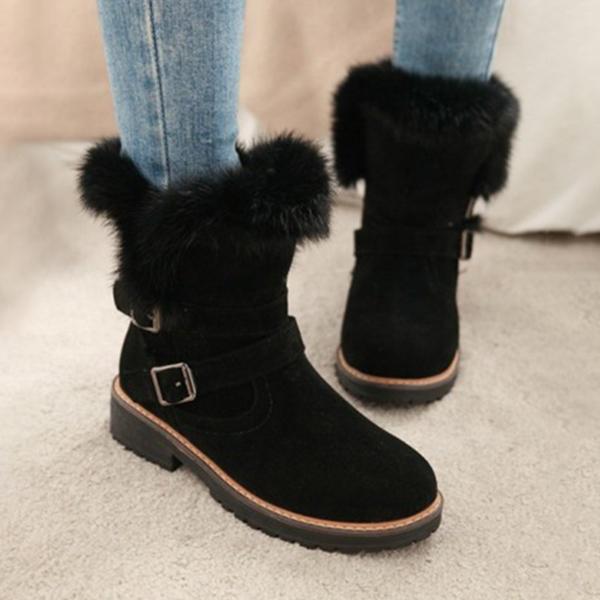 Susiecloths Round Toe Chunky Double Buckle Ankle Boots