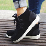 Susiecloths Women Warm Flat Ankle Boots Casual High Top Walking Shoes