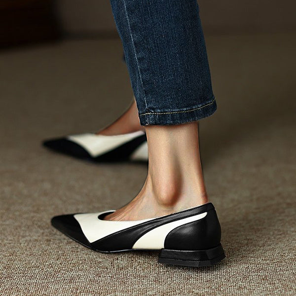 Susiecloths Pointed Toe Pu Colorblock Low Heels