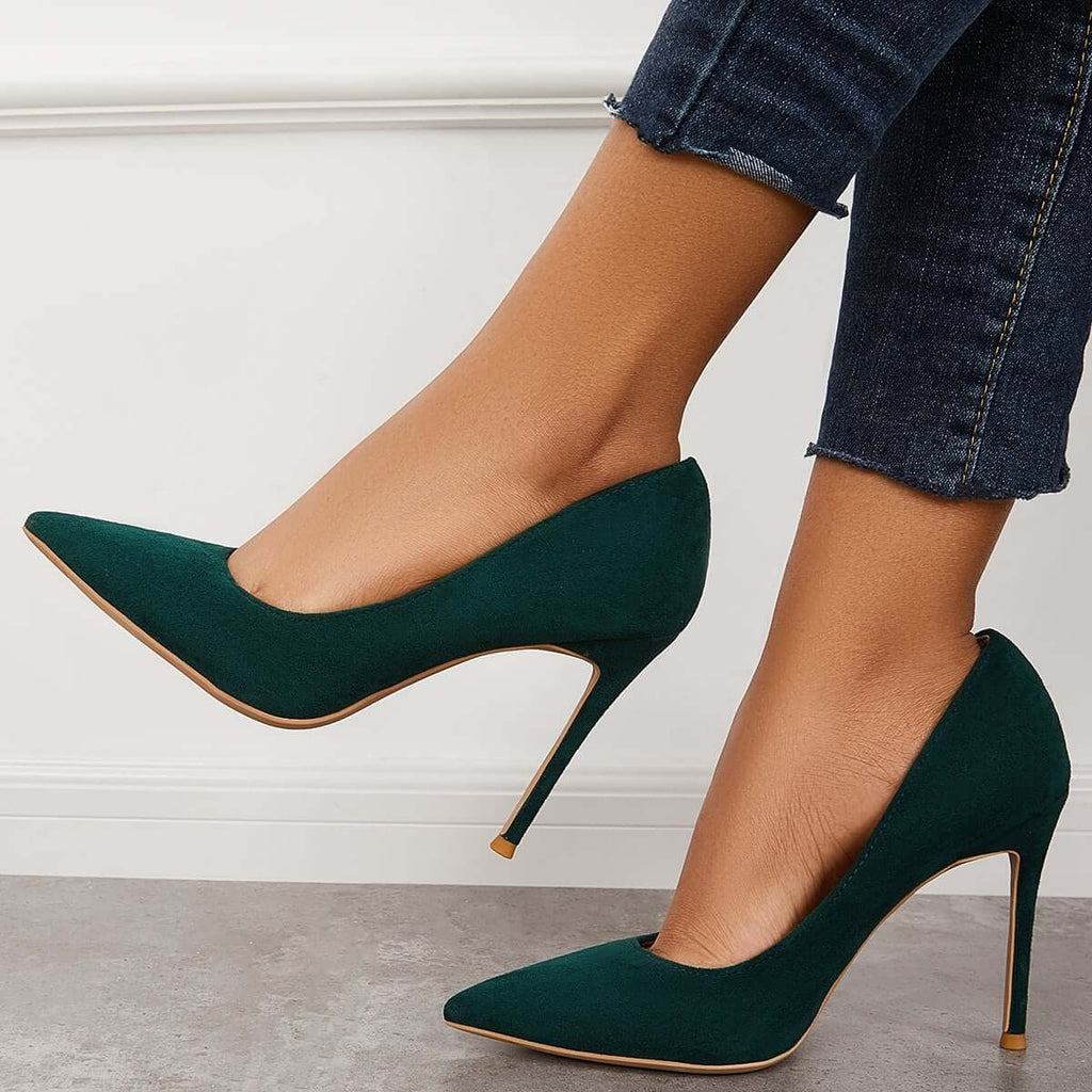 Susiecloths Classic Suede Pointed Toe Dress Pumps Stiletto High Heels