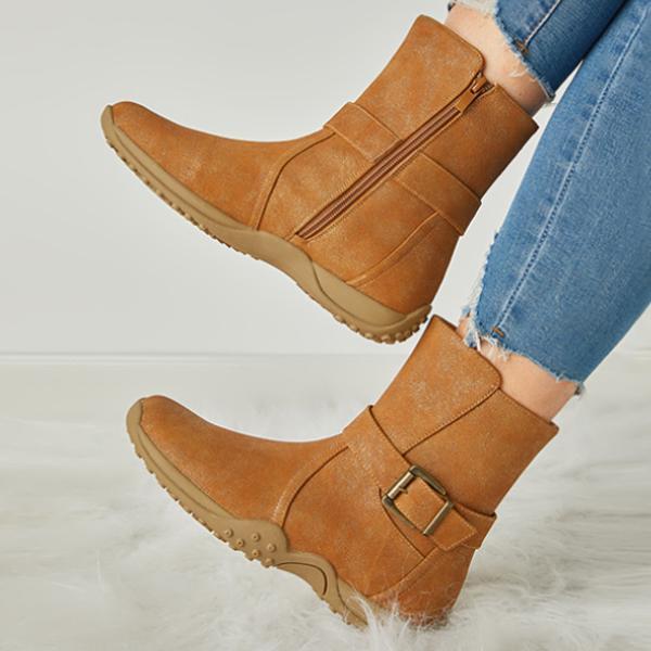Susiecloths Women's Winter Warm Zipper Flat Snow Boots