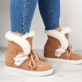 Susiecloths Women's Winter Warm Wedge Heel Suede Boots