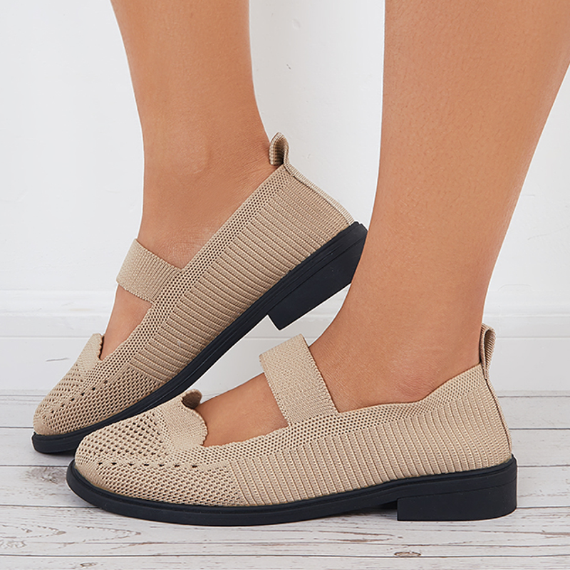 Susiecloths Knit Mary Jane Flats Breathable Loafers Walking Shoes