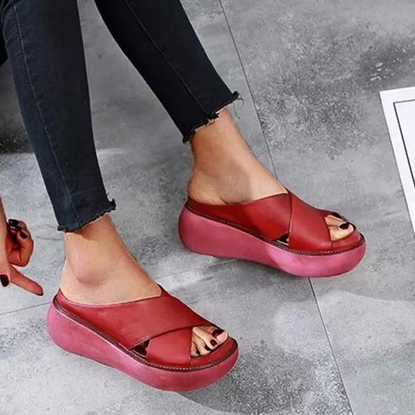 Susiecloths Platform Open Toe Comfy Slippers Casual Slide Sandals