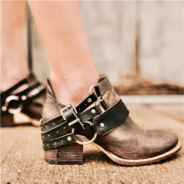 Susiecloths Cyberpunk-Style Buckle Ankle Boots