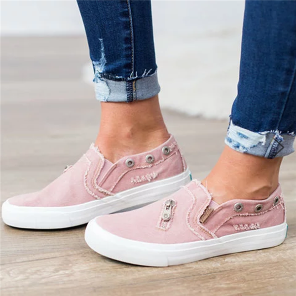 Susiecloths Zipper-Decorate Flat Slip-on Sneakers