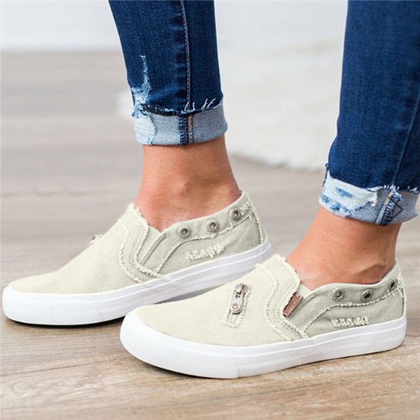 Susiecloths Zipper-Decorate Flat Slip-on Sneakers