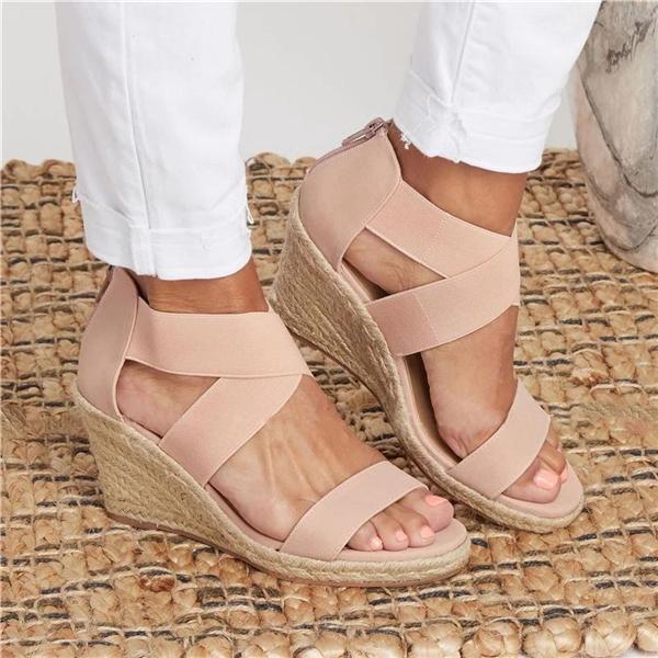Susiecloths Summer Round Toe High Heel Wedge Casual Ladies Sandals