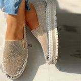 Susiecloths Women Casual Fashion Rhinestone Slip-on Loafers/ Sneakers