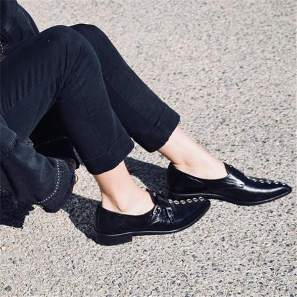 Susiecloths Fashion Vintage Pointed Toe Slip On Flat