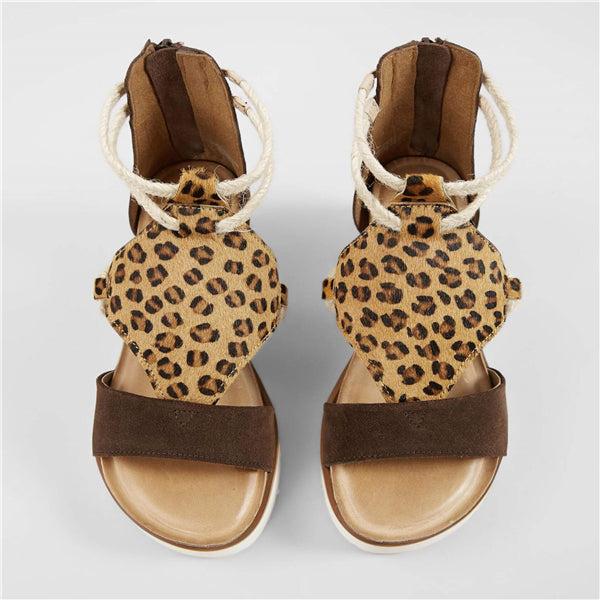 Susiecloths Leopard Leather Wedge Sandal
