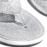 Susiecloths Silver Summer Artificial Leather Rhinestone Seaside Slippers