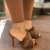 Susiecloths Suede Fashion Fur High Heel Sandals