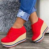 Susiecloths Women's Lace Up Wedges Espadrille Stacked Platform Sandals