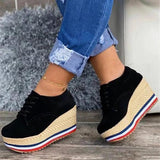 Susiecloths Women's Lace Up Wedges Espadrille Stacked Platform Sandals