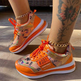 Susiecloths Personalized Graffiti Stitching Orange Sneakers