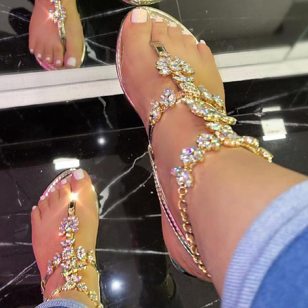 Susiecloths Stylish Crystal Strap Lace-Up Sandals