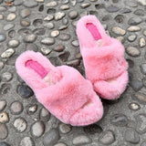 Susiecloths Chic Fur Platform Wedge Slippers