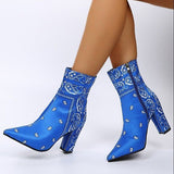 Susiecloths Mid Chunky Block Heel Booties Side Zipper Ankle Boots