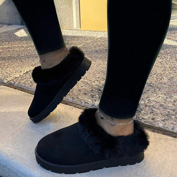 Susiecloths Winter Warm Suede Mules Slippers Slip On Fur Lined Shoes