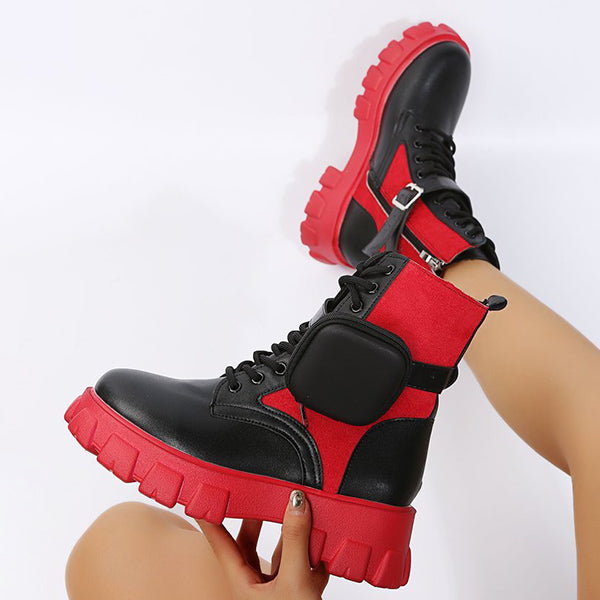 Susiecloths Chunky Platform Combat Ankle Boots Goth Lug Sole Booties