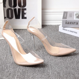 Susiecloths Clear Pointed Toe Stiletto High Heels Transparent Party Pumps