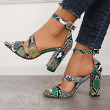Susiecloths Chunky Block High Dress Heels Open Toe Ankle Strap Sandals