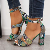 Susiecloths Chunky Block High Dress Heels Open Toe Ankle Strap Sandals