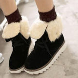 Susiecloths Non Slip Ankle Snow Booties Faux Fur Mid Calf Warm Boots