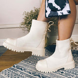 Susiecloths Chunky Heel Knit Sock Ankle Boots Platform Sole Booties