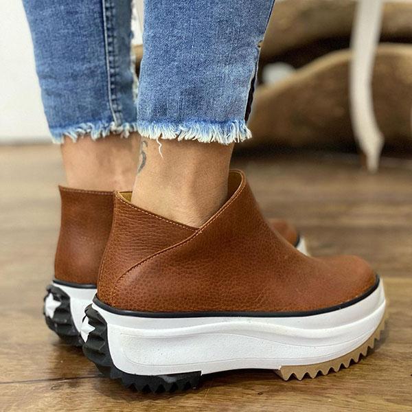 Susiecloths Women Solid Color Platform Sports Ankle Boots