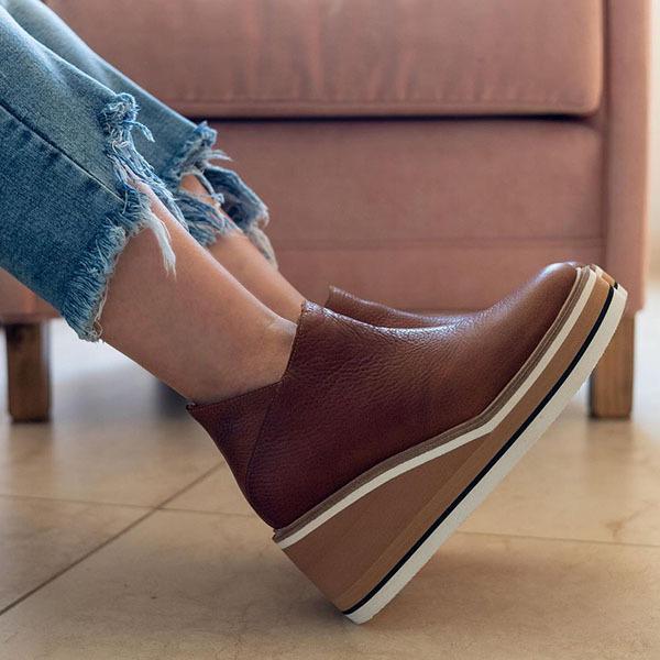 Susiecloths Women Solid Color Wedge Ankle Boots