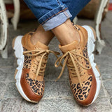 Susiecloths Women Leopard Print Colorblock Sneakers