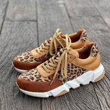 Susiecloths Women Leopard Print Colorblock Sneakers