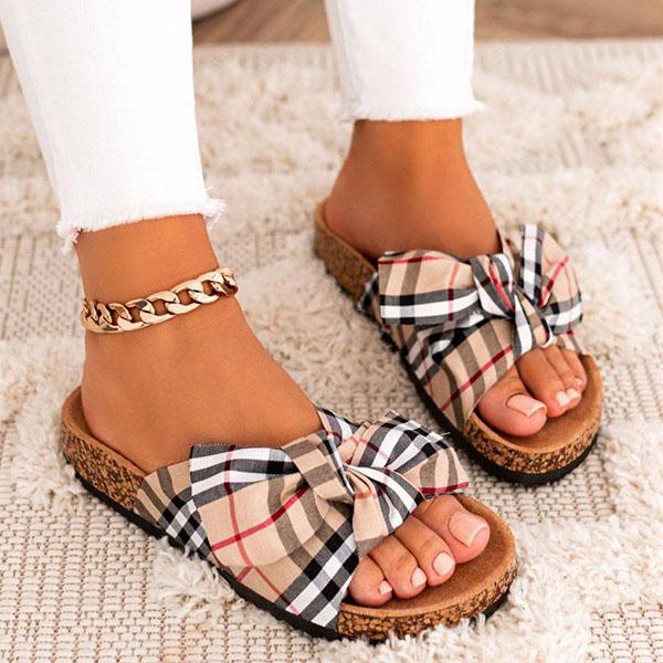 Susiecloths Women Comfy Classic Plaid Summer Sandals