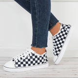 Susiecloths Plaid Canvas Casual Shoes Low Top Flat Sneakers Walking Shoes