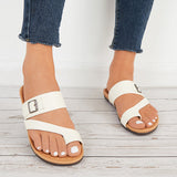 Summer Toe Ring Flat Flip Flops Soft Sole Slides Sandals