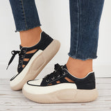 Susiecloths Cutout Canvas Platform Chunky Sneakers Casual Shoes