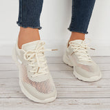 Susiecloths Breathable Mesh Sneakers Round Toe Lace Up Walking Shoes